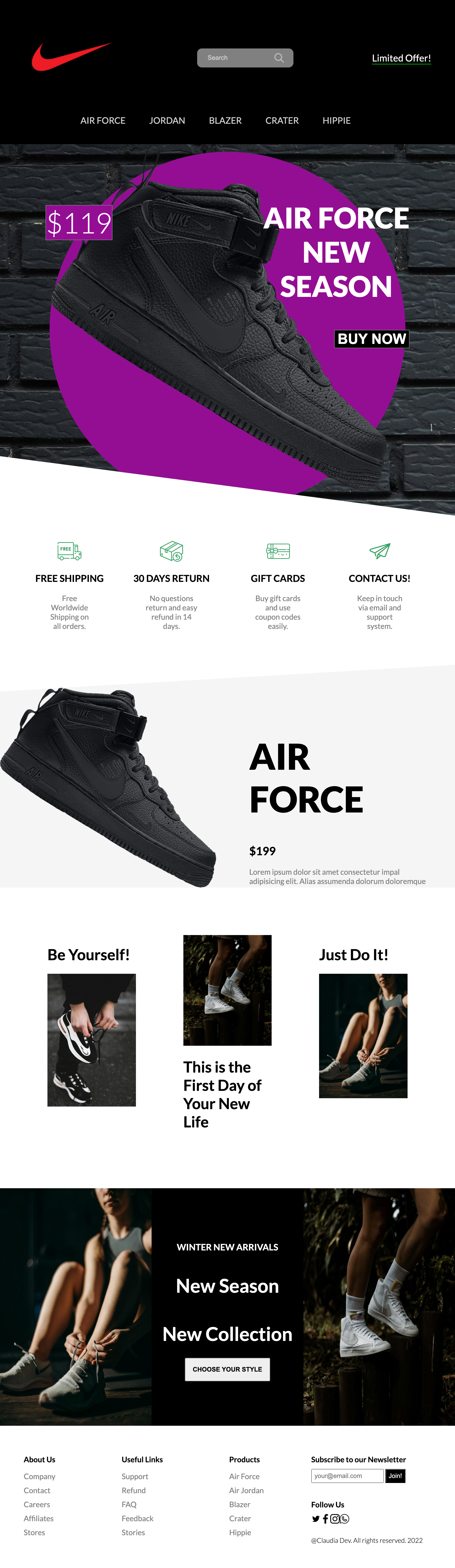 Nike e-commerce Landing Page